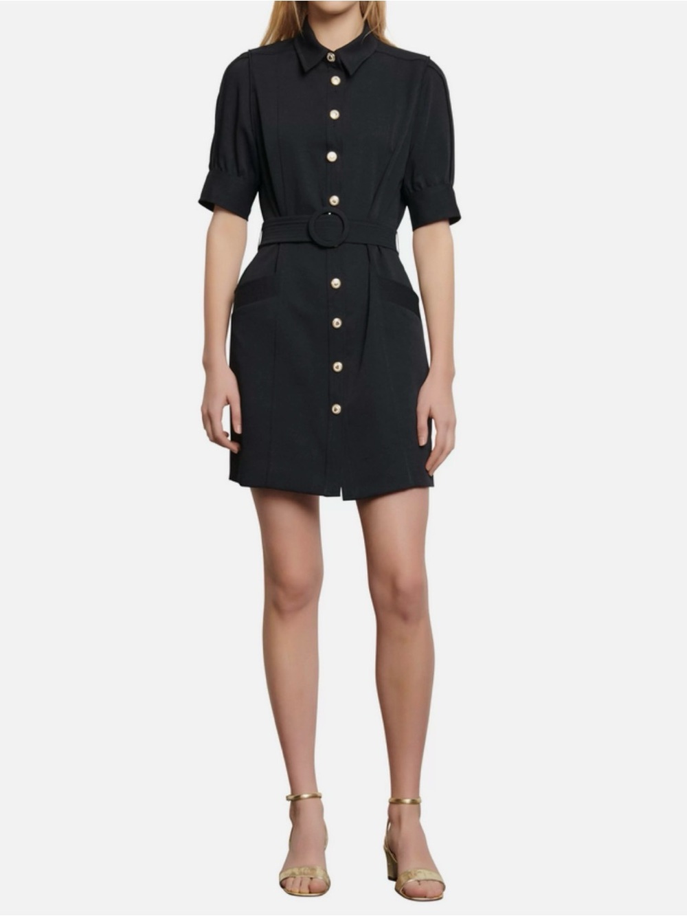Sandro Joody belted short sleeve minidress